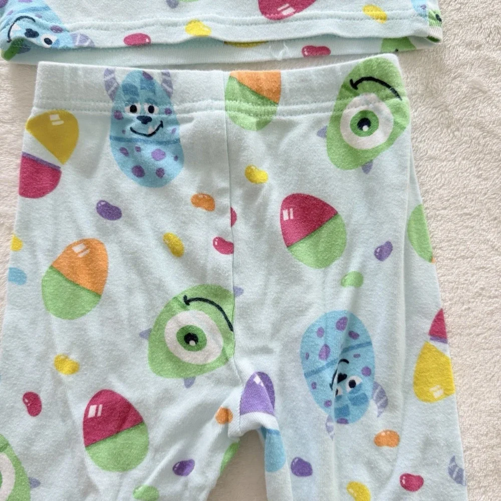 Disney Pixar Monsters Inc Pajama Set 3T Mike Sulley Easter Eggs Cotton 2‎ Pc